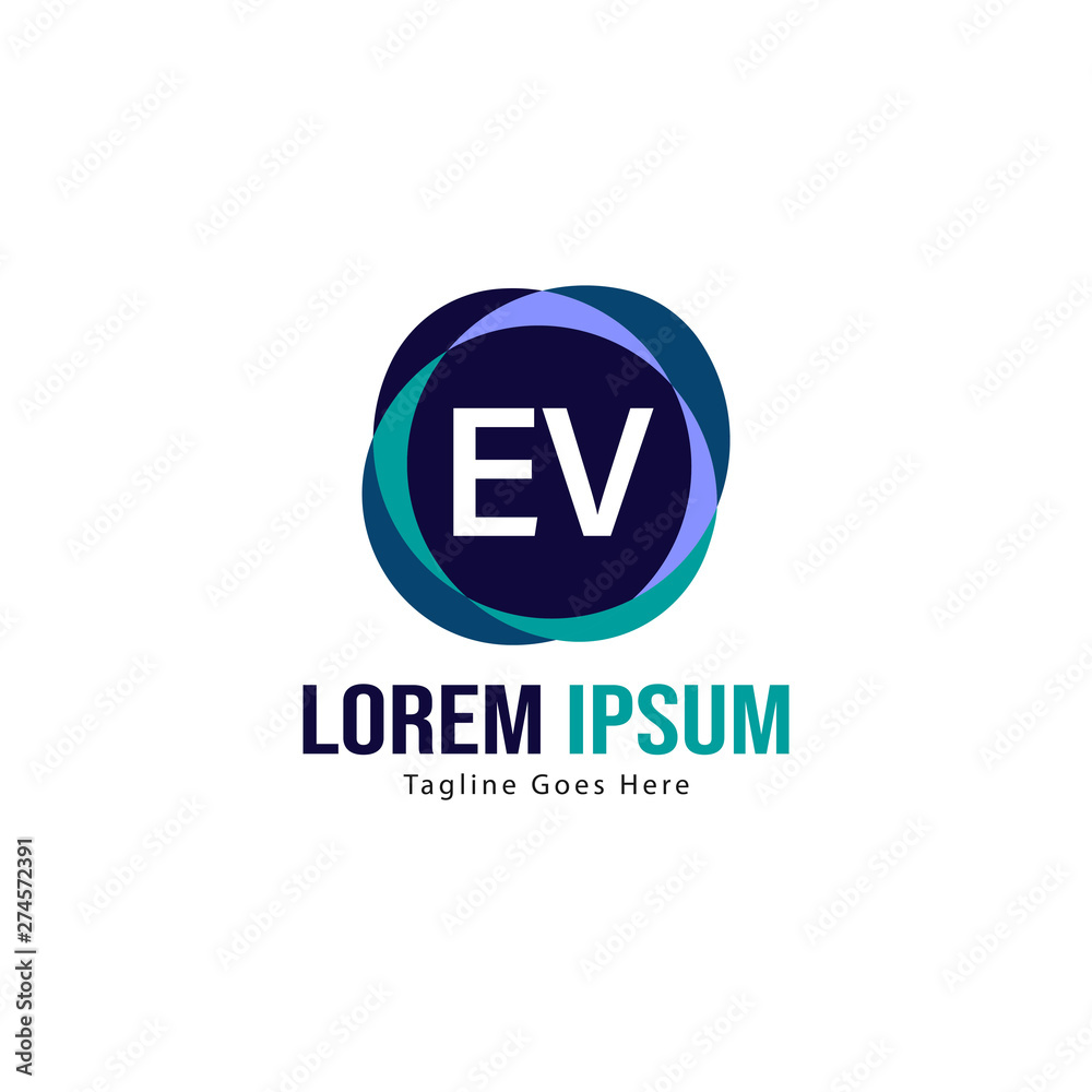 Fototapeta premium Initial EV logo template with modern frame. Minimalist EV letter logo vector illustration