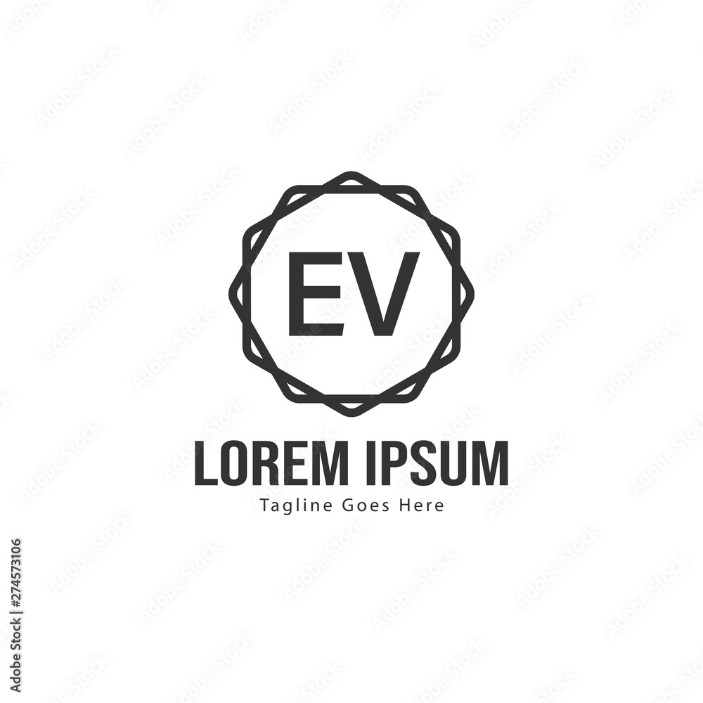 Fototapeta premium Initial EV logo template with modern frame. Minimalist EV letter logo vector illustration