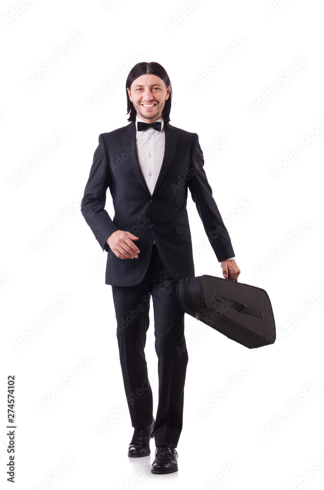 Man with violin isolated on white Man with violin isolated on white