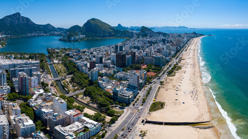 Aerial view of the Leblon Beach from the sea - Rio de Janeiro
