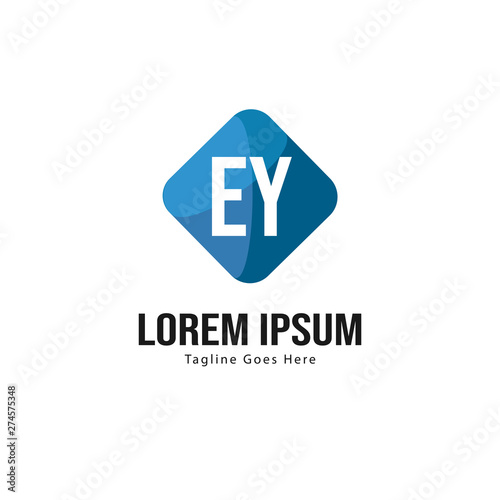 Initial EY logo template with modern frame. Minimalist EY letter logo vector illustration