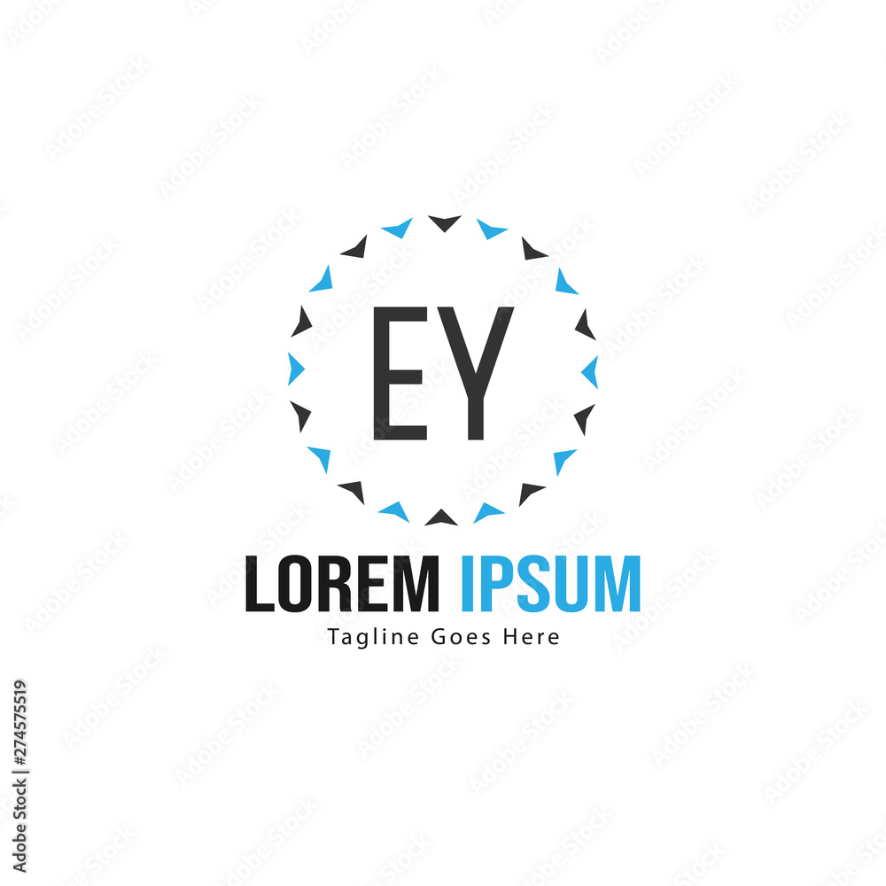 Obraz premium Initial EY logo template with modern frame. Minimalist EY letter logo vector illustration