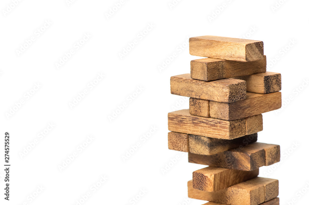 Jenga game, The tower from wooden blocks from the top view, Jenga. Concept : Business, contruction, engineering, planning. Jenga game, The tower from wooden blocks from the top view, Jenga. Concept : Business, contruction, engineering, planning.