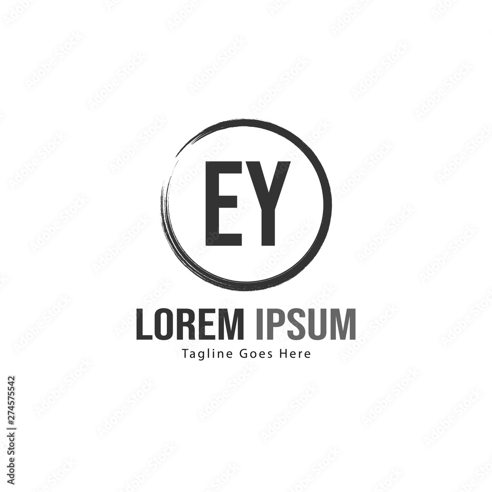 Initial EY logo template with modern frame. Minimalist EY letter logo vector illustration