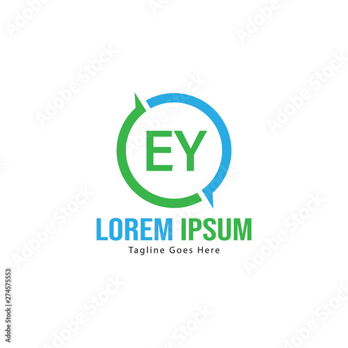 Initial EY logo template with modern frame. Minimalist EY letter logo vector illustration