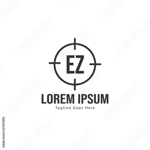 Initial EZ logo template with modern frame. Minimalist EZ letter logo vector illustration