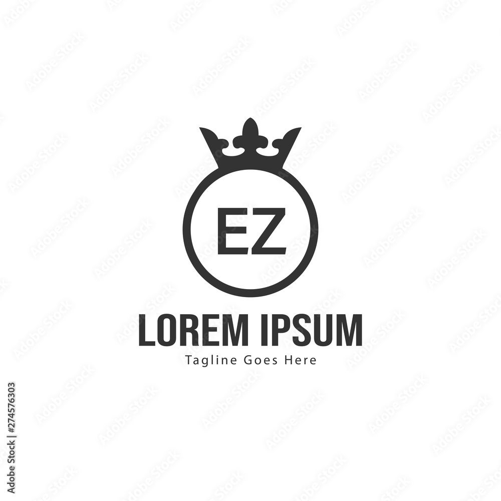 Initial EZ logo template with modern frame. Minimalist EZ letter logo vector illustration