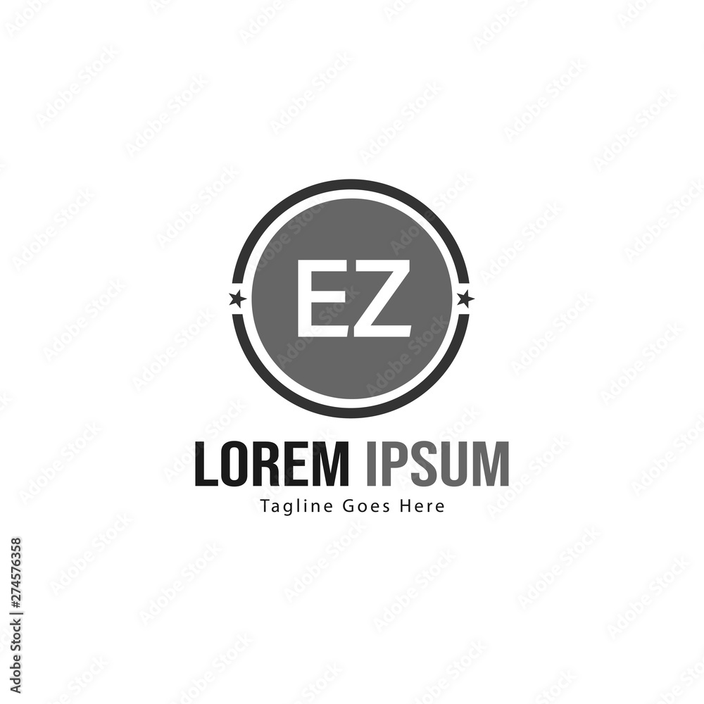 Initial EZ logo template with modern frame. Minimalist EZ letter logo vector illustration