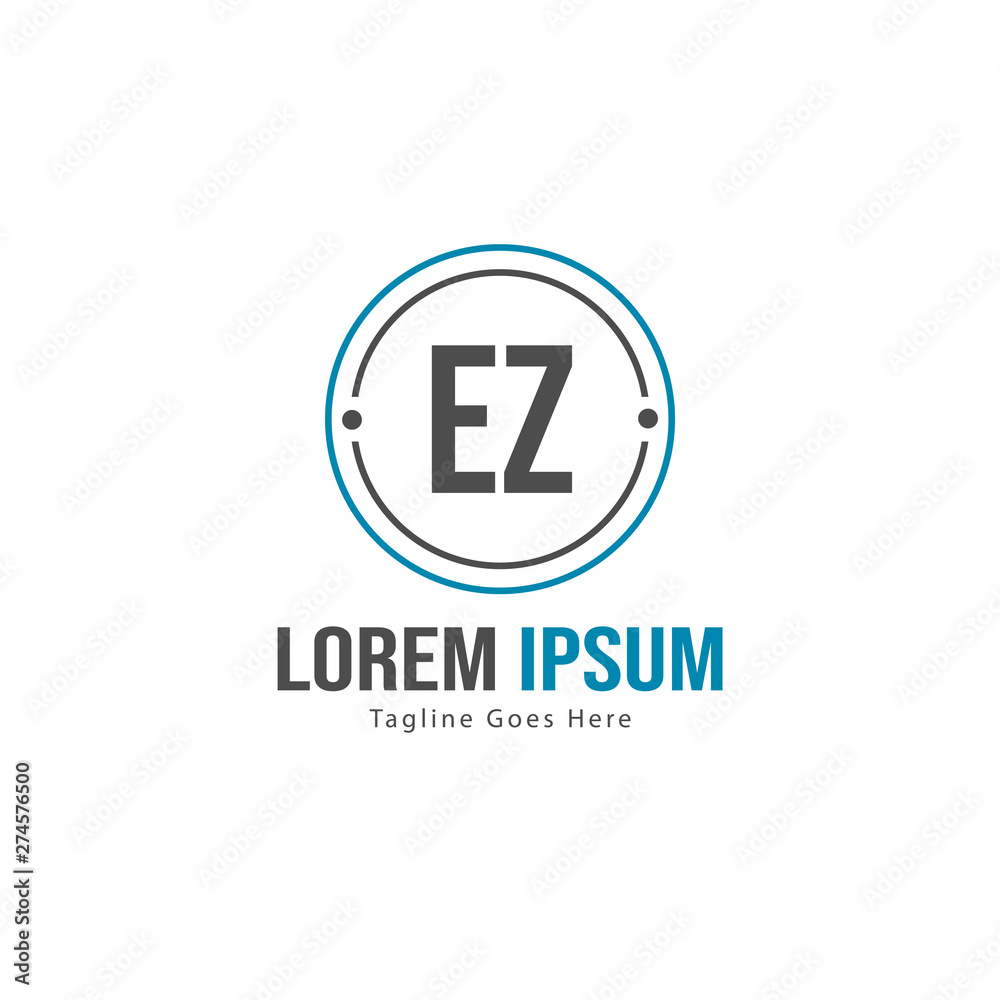 Initial EZ logo template with modern frame. Minimalist EZ letter logo vector illustration Initial EZ logo template with modern frame. Minimalist EZ letter logo vector illustration