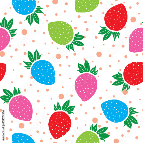 Seamless pattern colorful strawberry vector design