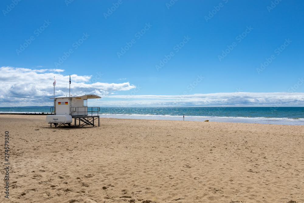 Englands Küste im Sommer, Lifeguard Station Englands Küste im Sommer, Lifeguard Station