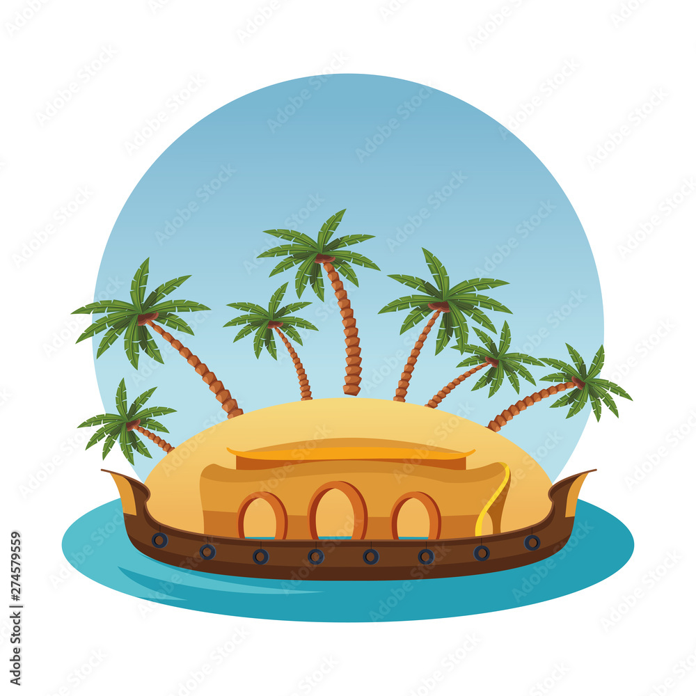 Fototapeta premium hindu ganges barge icon cartoon
