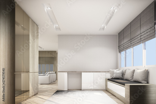 Living area modern contemporary style. 3d rendering