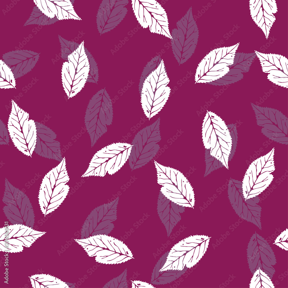 Seamless pattern with autumn leaves.Hand drawn vector illustration.