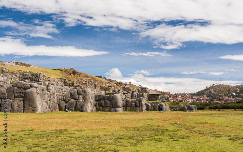 Sacsayhuaman ancient ruins (or Saqsaywaman) near Cusco, a citadel and fortress on the outskirts of the city of Cusco Peru, the historic capital of the Inca Empire and part of the UNESCO World Heritage