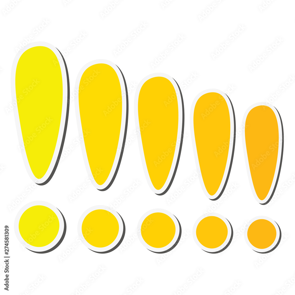 Yellow sticker exclamation marks set. Vector illustration. Yellow sticker exclamation marks set. Vector illustration.