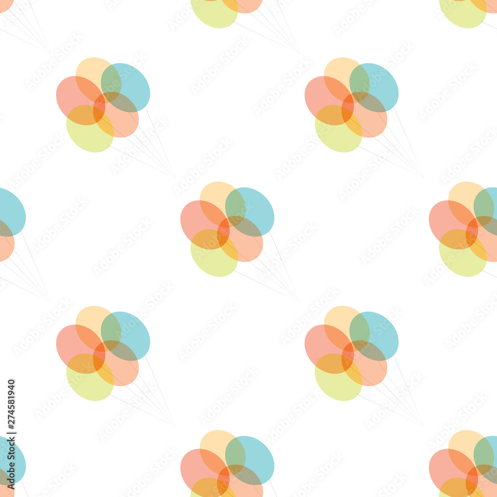 Seamless primitive retro background with party balloons of different colors
