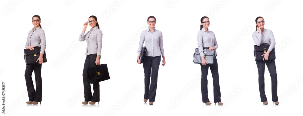 Young businesswoman isolated on white