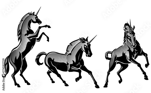 Wallpaper Mural Legendary Unicorn Set, Shadowed Vector Torontodigital.ca