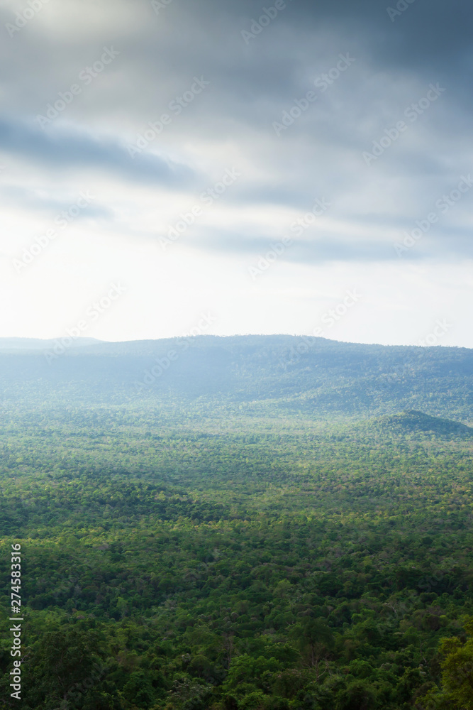 Fototapeta premium Aerial view of Ta Phraya National Park near Cambodia border.