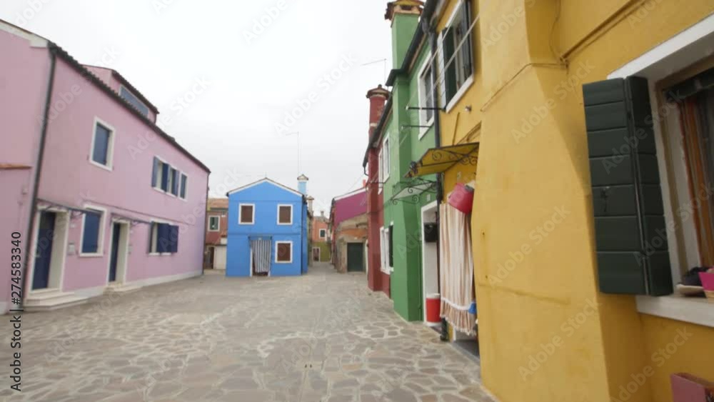 Village of Burano in Venetto - colorful houses
