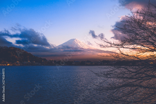 Beautiful scenery of Mount Fuji on sunny days