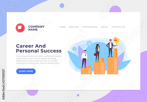 Career and personal success banner poster website page interface concept. Vector flat cartoon graphic design banner poster illustration