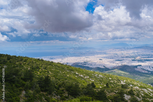 Athens cityscape from mountain Hymettus  Ymittos 