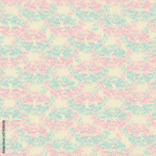A decorative seamless vector pattern background with pink and blue gradient roses. Surface printdesign. Great for weddings. © rysunki.malunki