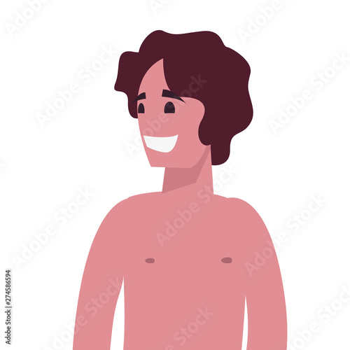 portrait man shirtless character icon vector ilustration