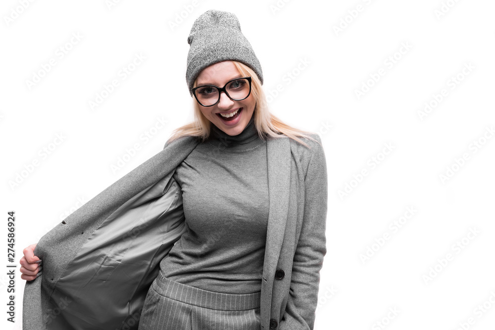 portrait of young girl in casual outfit isolated on background