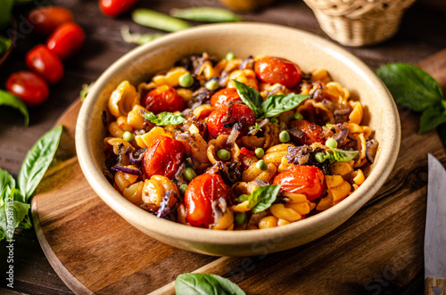 Wallpaper Mural Corn paste with roasted tomatoes and fresh peas and onion Torontodigital.ca