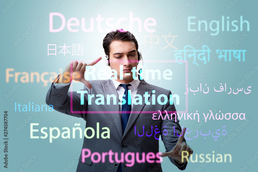 Concept of real time translation from foreign language Concept of real time translation from foreign language