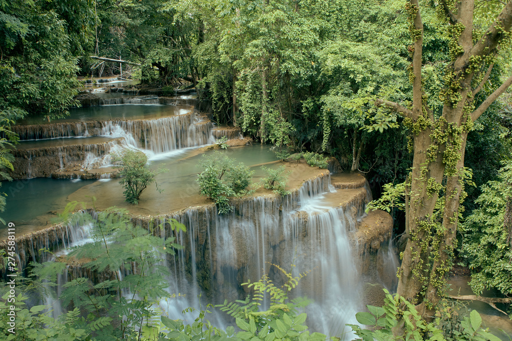 travel tropical forest waterfalls at Thailand