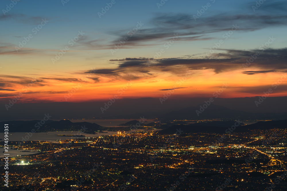 Athens sunset cityscape from mountain Hymettus (Ymittos) Athens sunset cityscape from mountain Hymettus (Ymittos)