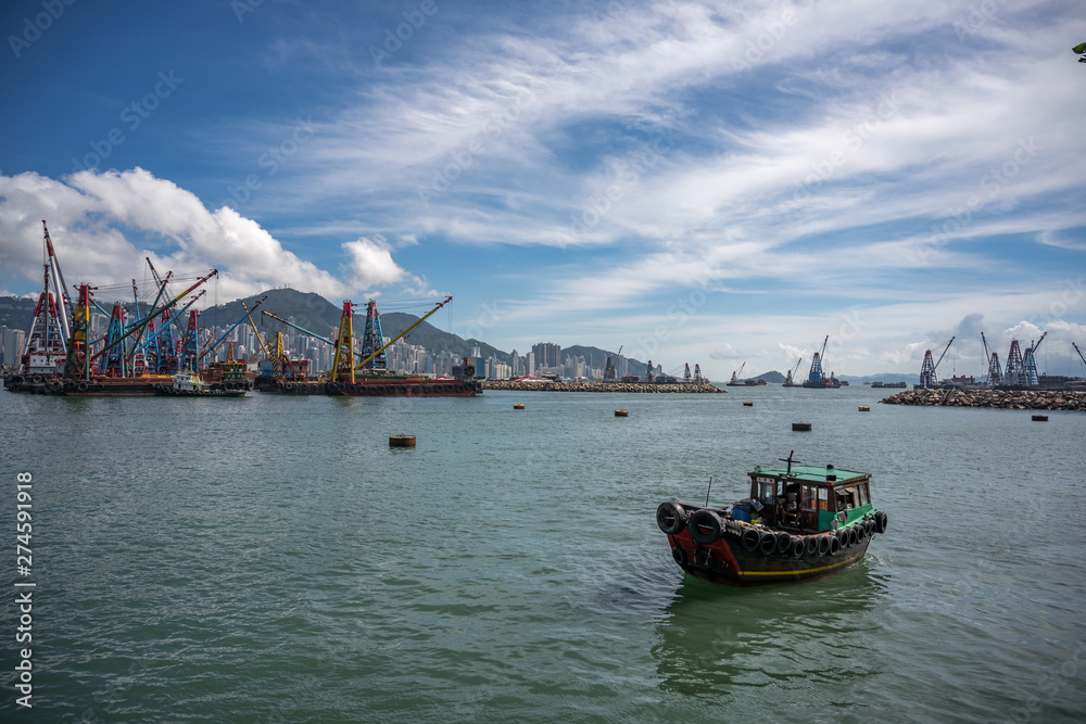 Landscape, Cityscape, Harbor, Blue Sky in Hong Kong