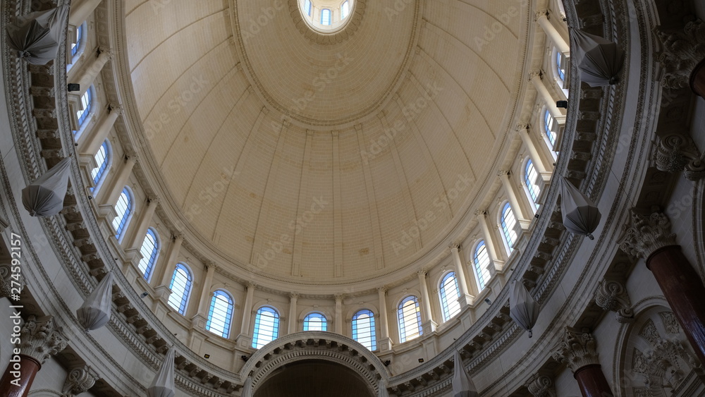 Valletta, capital city of Malta. Amazing interior dome of Basilica of Our Lady of Mount Carmel.