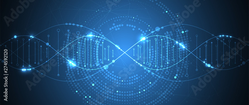 Science template, wallpaper or banner with a DNA molecules. Vector illustration.