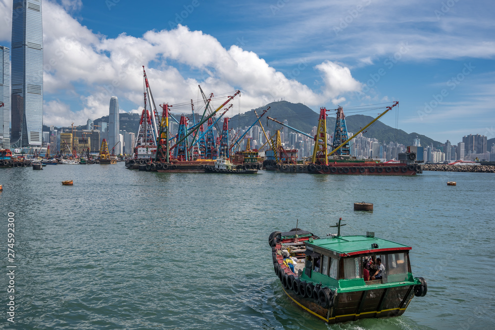 Landscape, Cityscape, Harbor, Blue Sky in Hong Kong