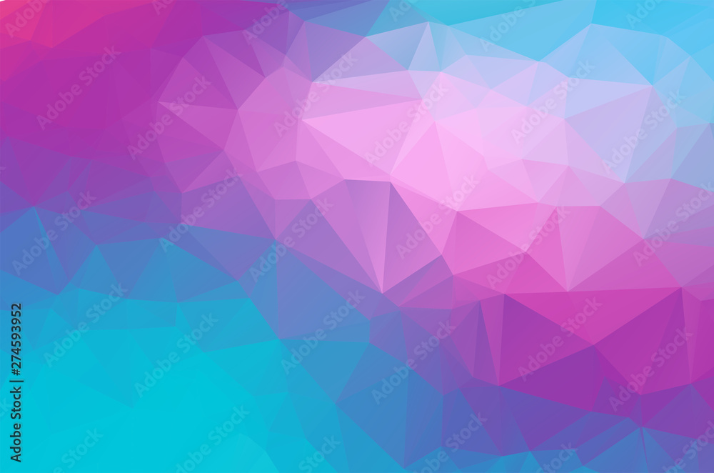 Obraz premium Light soft color pink purple and blue Low poly crystal background. Polygon design pattern. Low poly vector illustration, low polygon background.