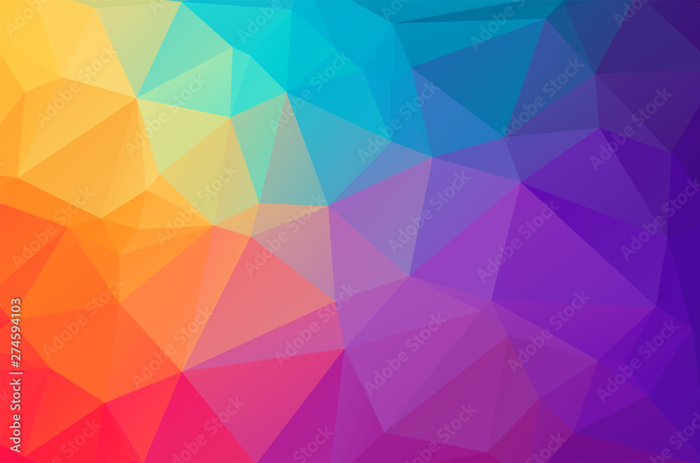 Fototapeta premium Light colorful Low poly crystal background. Polygon design pattern. Low poly vector illustration, low polygon background.