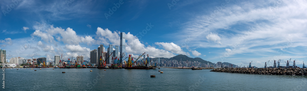 Landscape, Cityscape, Harbor, Blue Sky in Hong Kong