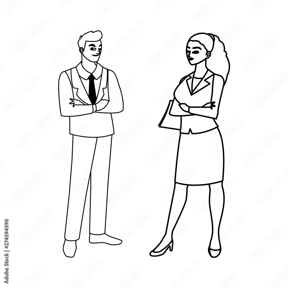 elegant business couple avatars characters elegant business couple avatars characters