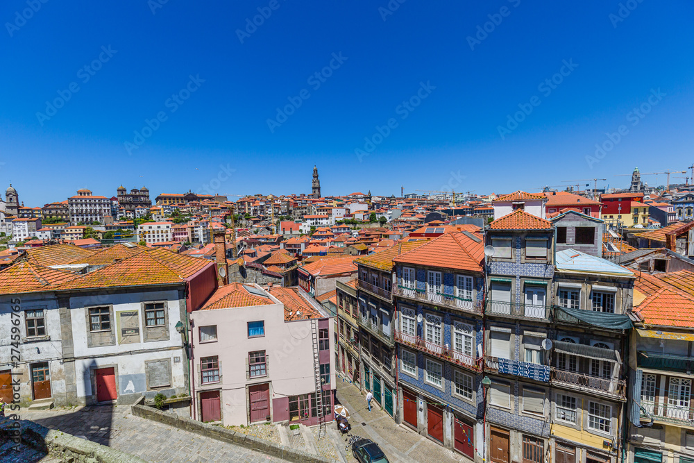 View from above on the old town of Porto, Portugal