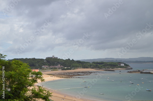 Wallpaper Mural Beautiful White Sand Beach Of The Dangers In The Background The Palace Of The Magadalena Is Found In Santander. August 24, 2013. Santander, Cantabria. Vacation Nature Street Photography. Torontodigital.ca
