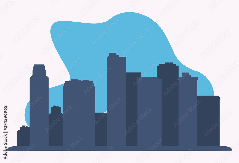 Naklejka premium urban landscape with high skyscrapers