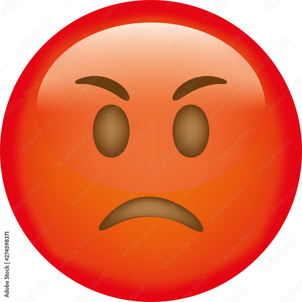 Face. Angry. Emoji. Cute emoticon isolated on white background. Stock  Vector | Adobe Stock