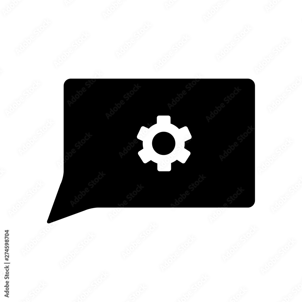 speech bubble with gear machine settings speech bubble with gear machine settings