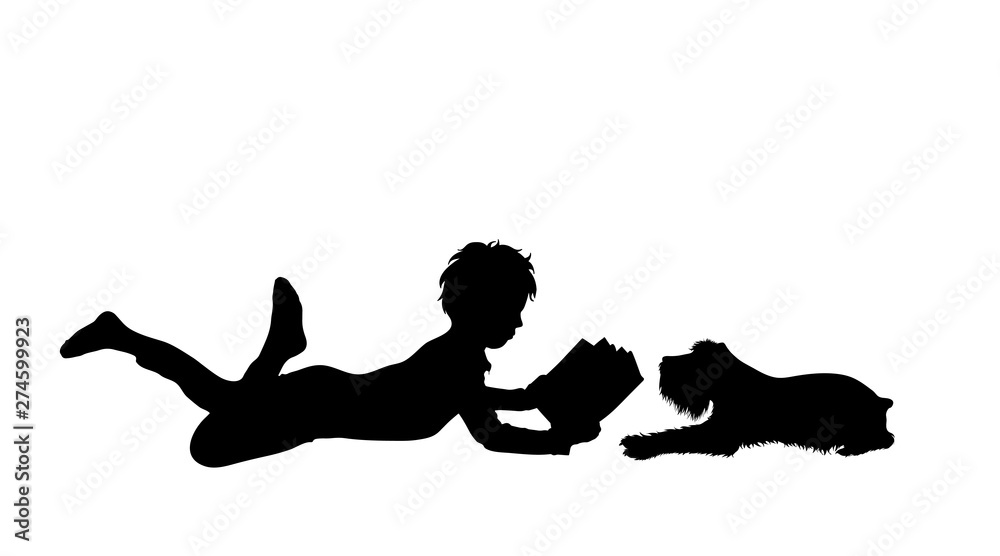 Vector silhouette of child who play with dog on white background. Symbol of friends and funny activities. Vector silhouette of child who play with dog on white background. Symbol of friends and funny activities.