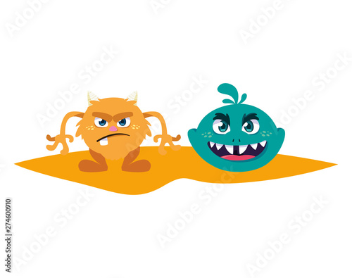 funny monsters comic characters colorful